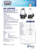 BIA-HSA500 - HS Series Submersible Commercial Construction Auto Pump with Float 12m Max Head 0.5kW